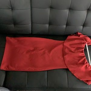 It’s a paprika color it is fits a little snug.